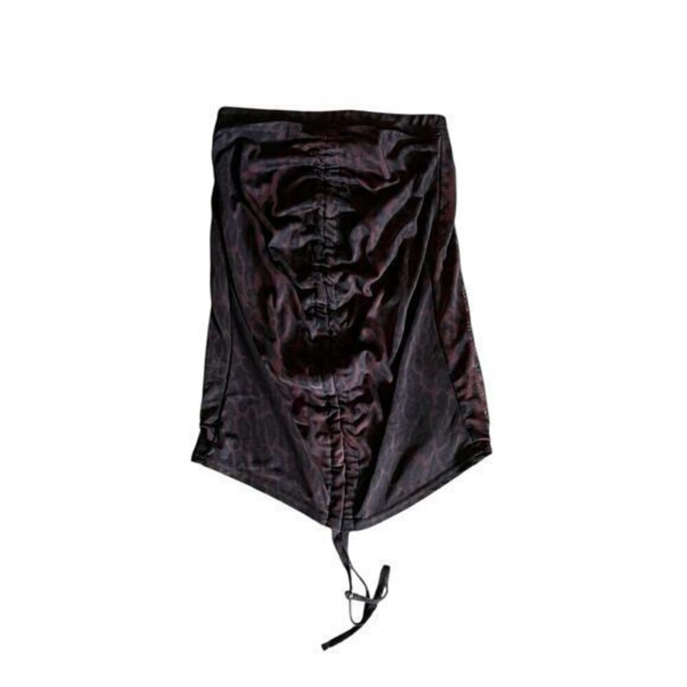 PLT animal print cyber sheer drawing ruched halter top Y2K sz 2 XS